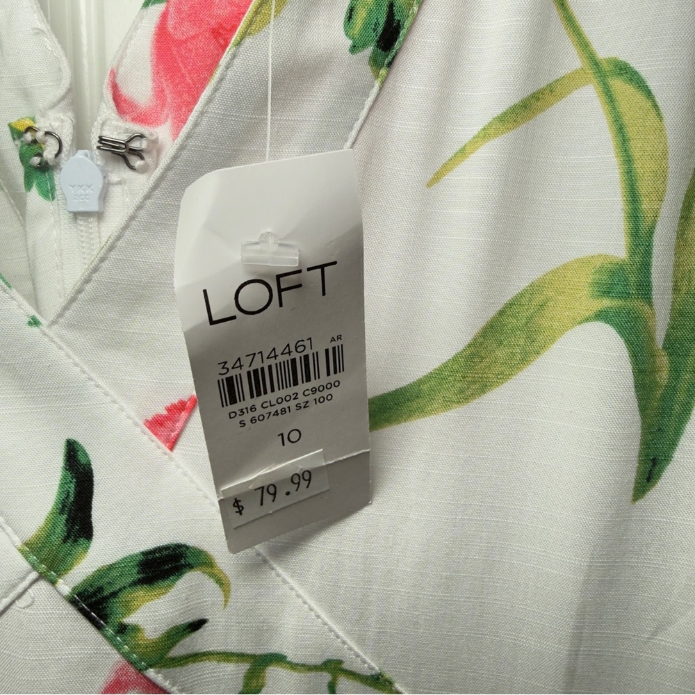 Loft Women’s Size 10 Dress Botanical Cutout Side Floral Fairycore Cottagecore - Picture 7 of 12